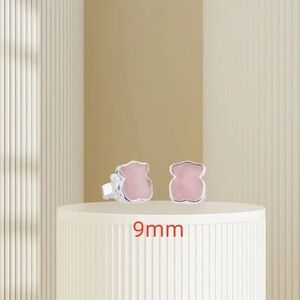 Tous Earrings Onyx Ivory Bear Shaped Silver/Gold Micro 3D Bulgy Stones Studs